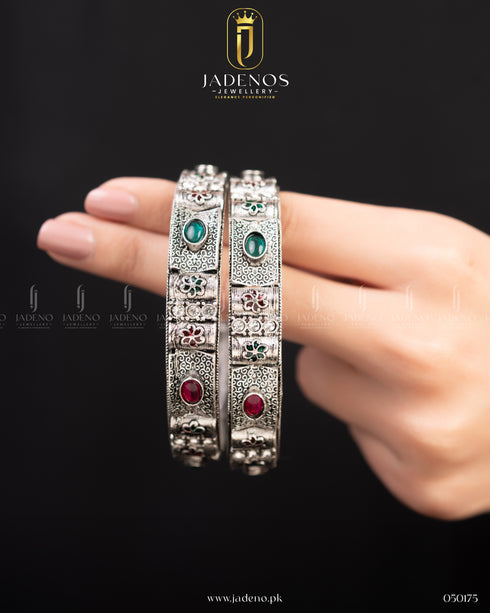 The Oxidised Glided Grace Bangles